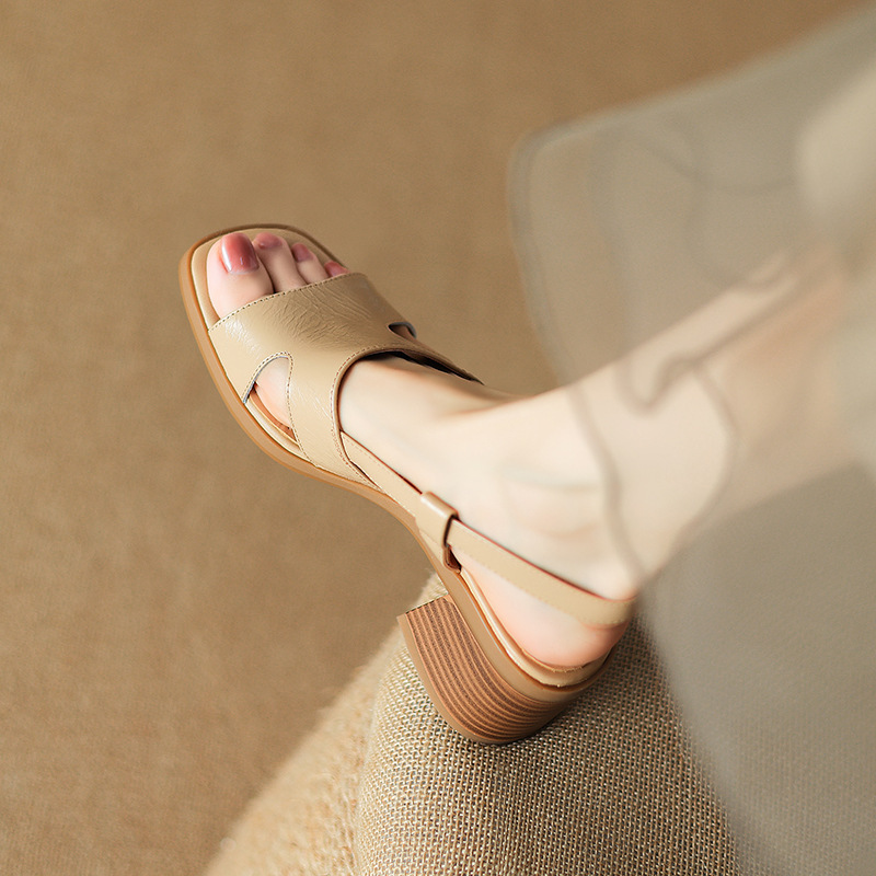 H‑Cut Slingback Block Heel Summer Sandals