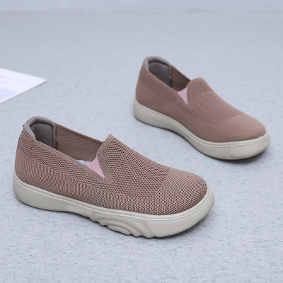 Knit Mesh Slip‑On Thick‑Sole Casual Shoes 02
