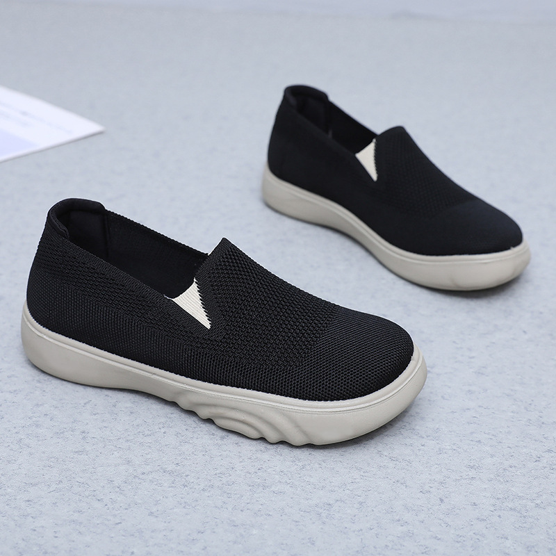 Knit Mesh Slip‑On Thick‑Sole Casual Shoes
