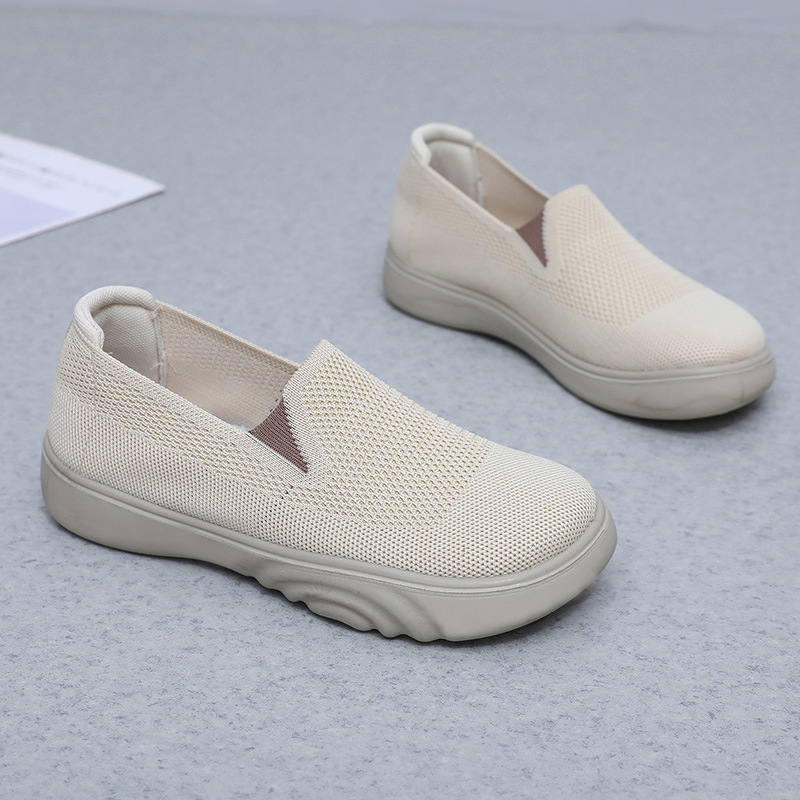 Knit Mesh Slip‑On Thick‑Sole Casual Shoes