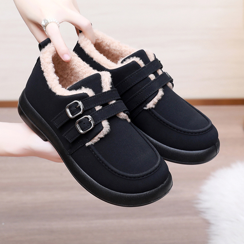 Double‑Buckle Fleece Lined Warm Winter Shoes