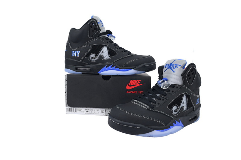  Awake NY x Air Jordan 5 Retro Black Racer Blue  DV4982-004