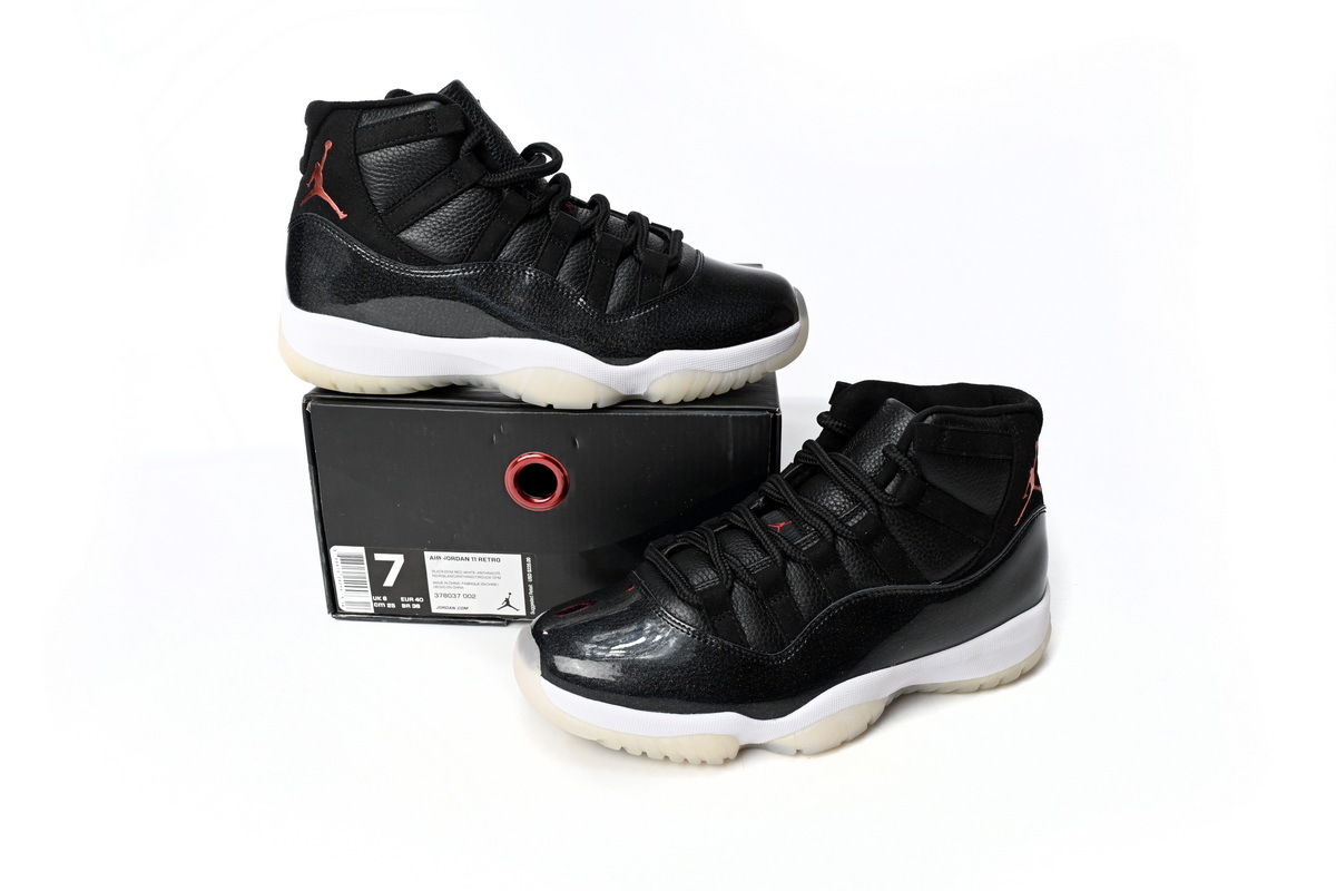 378037 002 Air Jordan 11 25th Anniversary Black Silver Eyelets