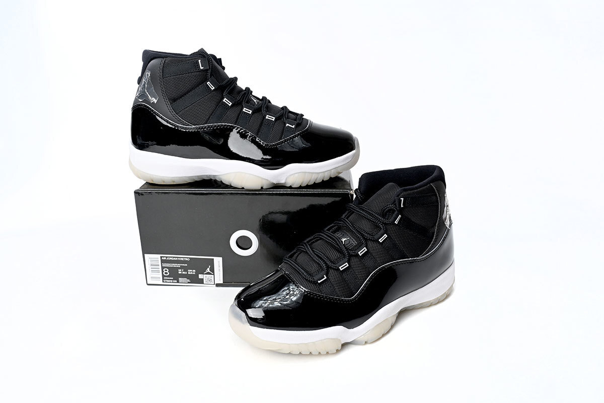 CT8012-011 Air Jordan 11 25th Anniversary Black Silver Eyelets
