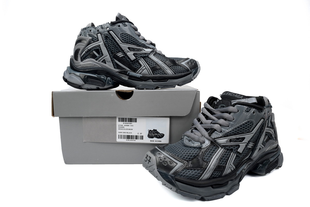 Balenciaga Runner All Black Gray 677402 W3RBR 1515 