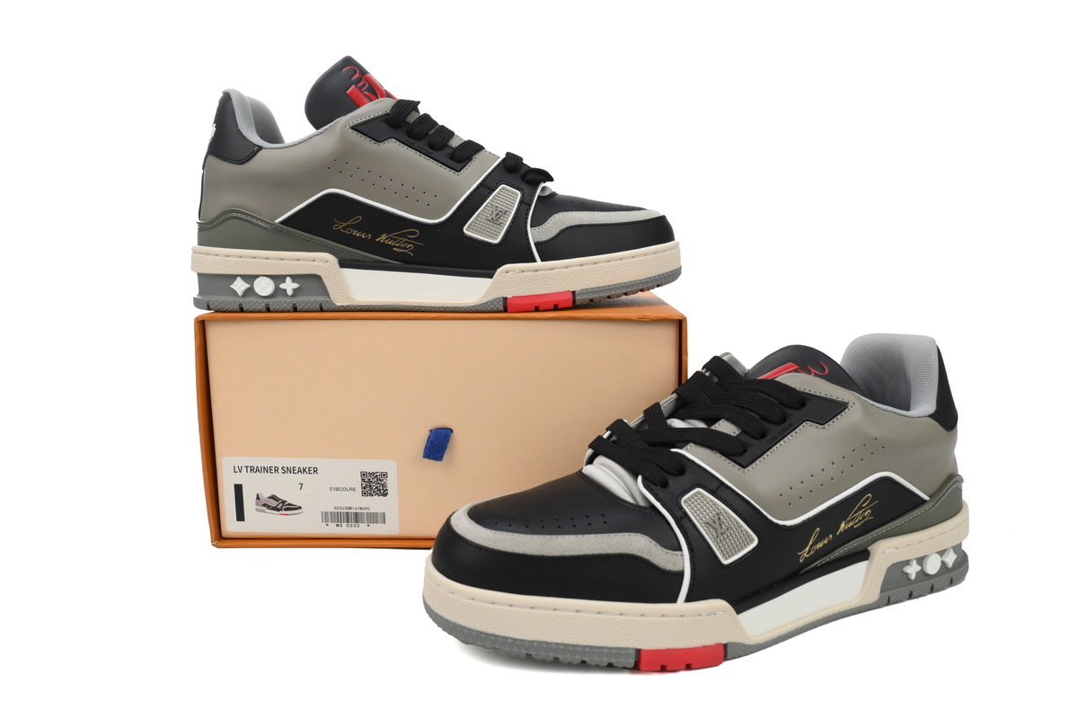 54 LV Louis Vuitton Trainer Grey Black