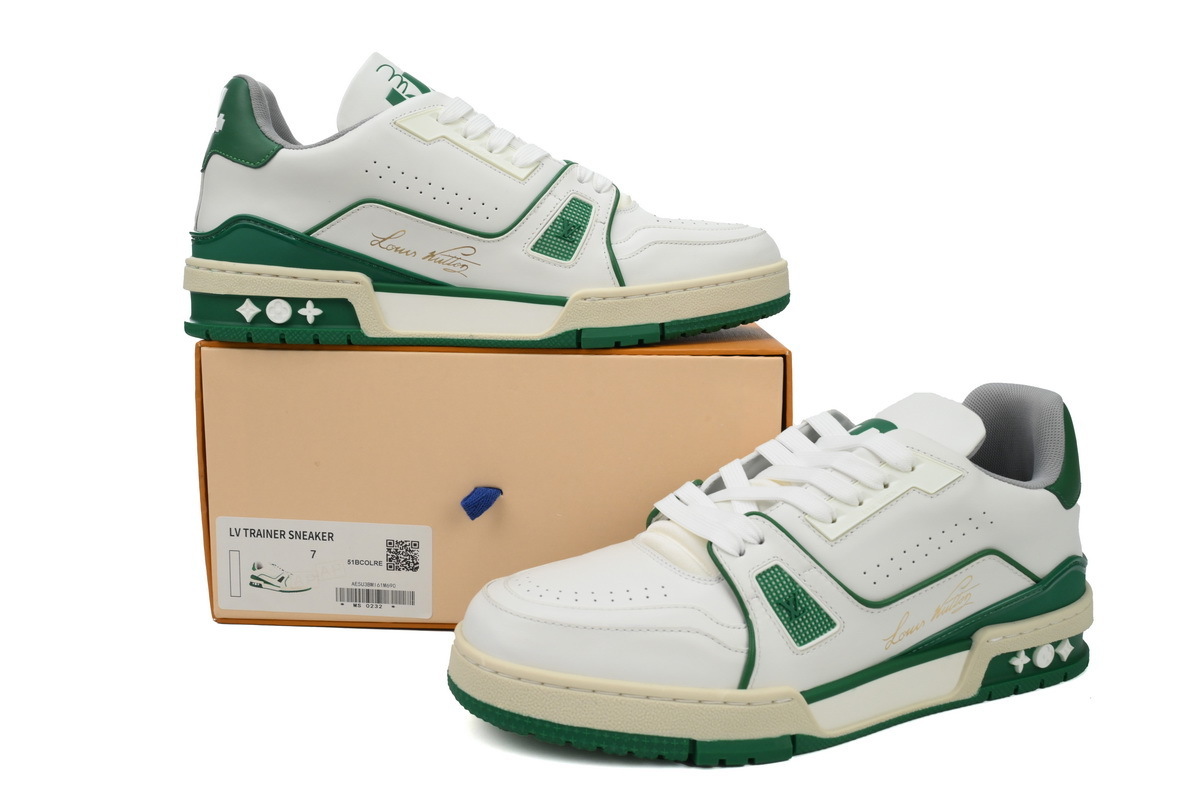 LV Louis Vuitton Trainer White Green