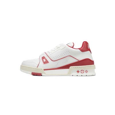 54 LV Louis Vuitton Trainer White Red 01