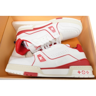 54 LV Louis Vuitton Trainer White Red 02