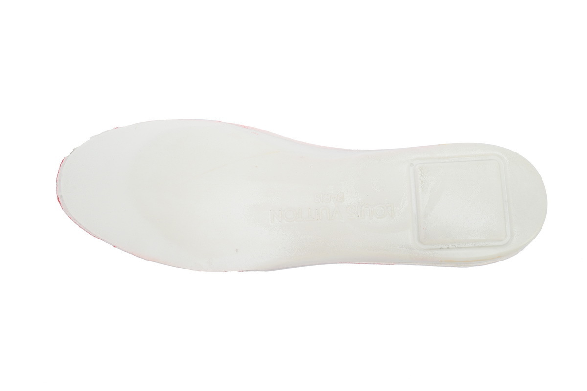 54 LV Louis Vuitton Trainer White Red