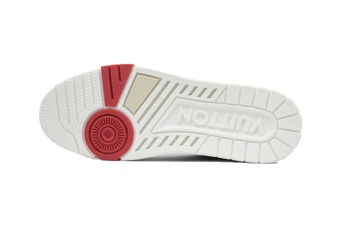 54 LV Louis Vuitton Trainer White Red