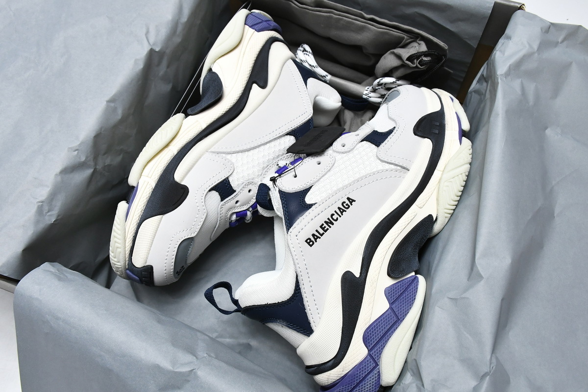  W09E1 9000 Balenciaga Triple S White Dark Blue