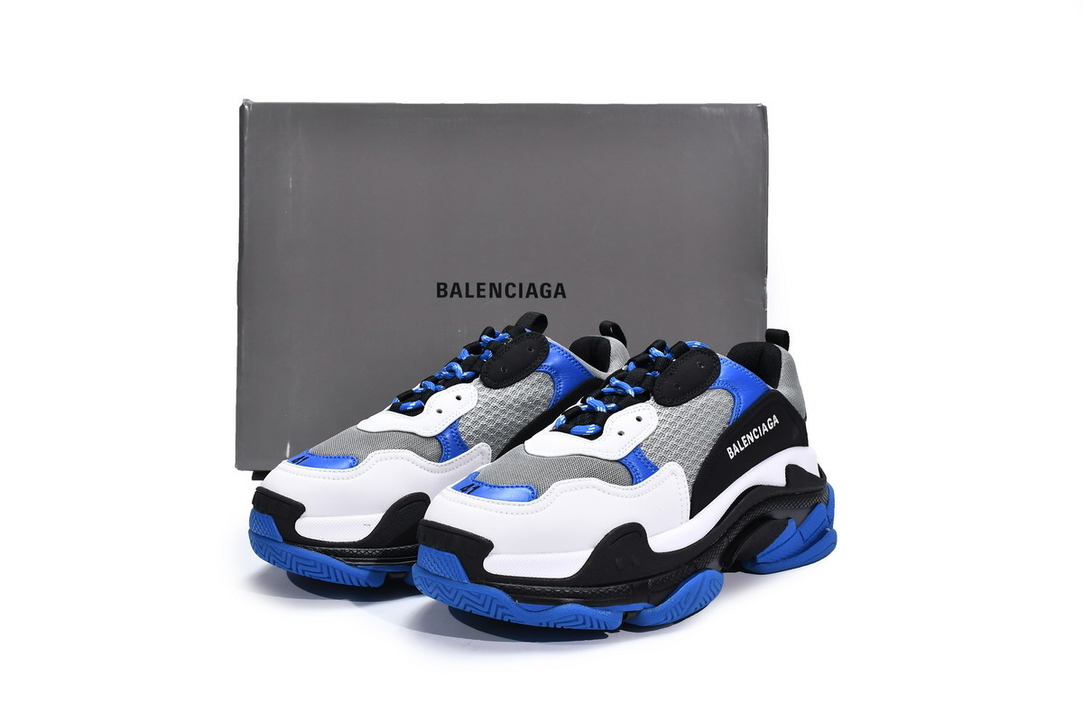  W2CA1 4124 Balenciaga Triple S Black White Blue