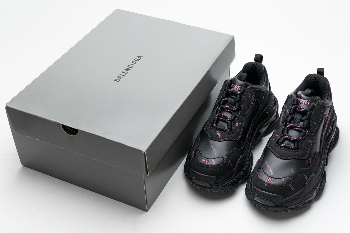  W2FA1 1022 Balenciaga Triple S Letter Black Pink