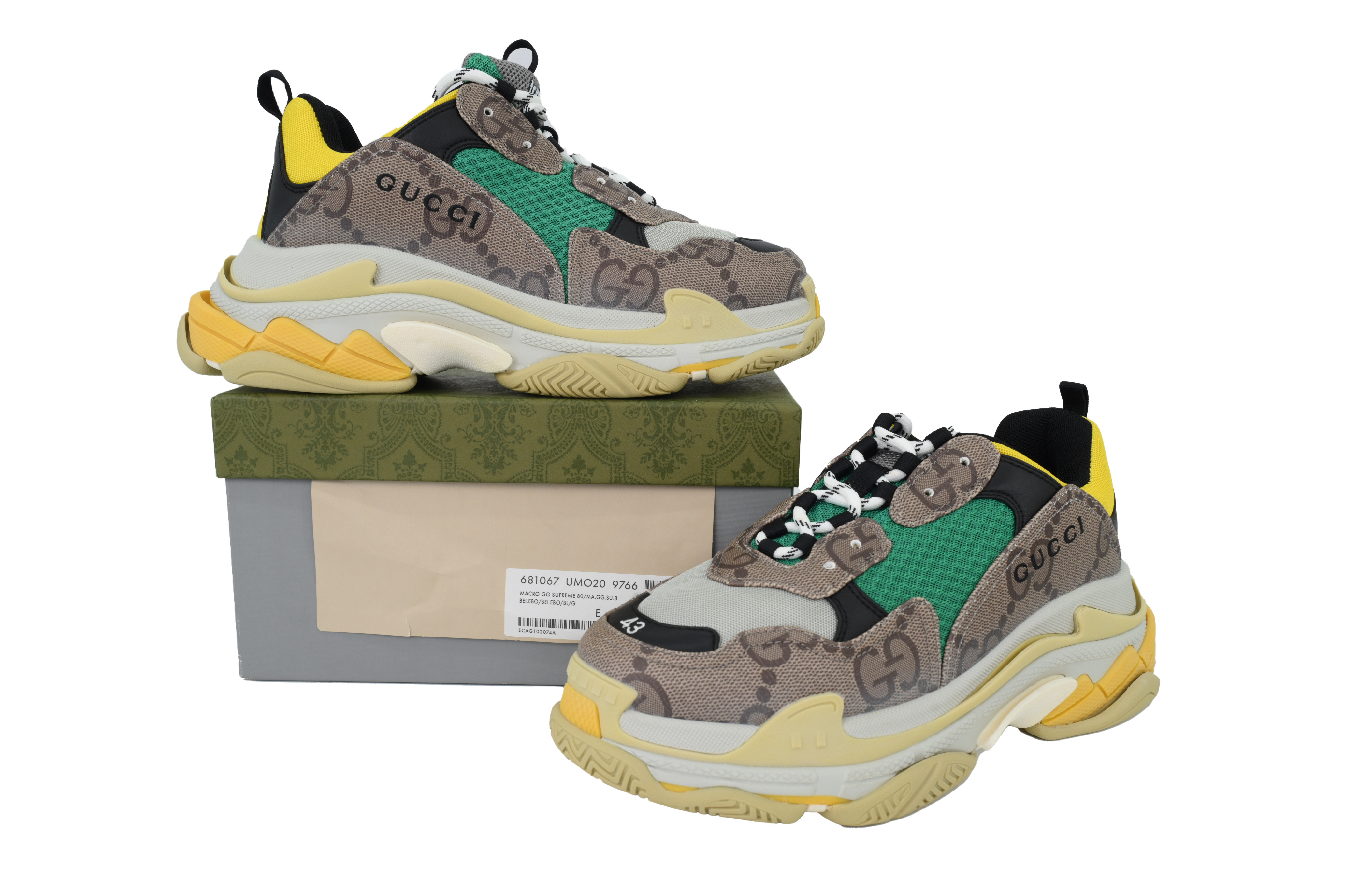 CA0LJ Gucci x Balenciaga Triple S Grey Green