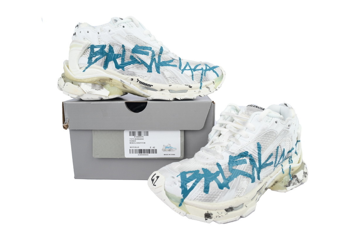 Balenciaga Runner Graffiti - White Blue 772774 W3RBQ 9040