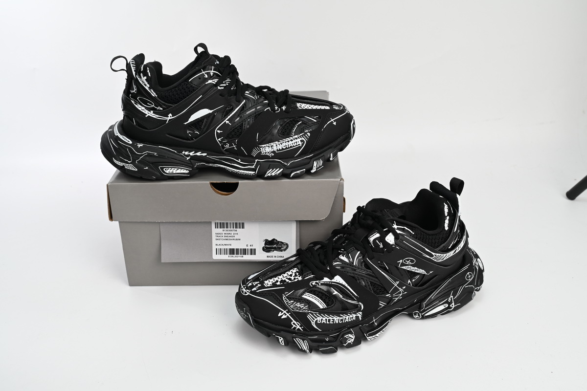 Balenciaga Track Black Black-And-White Painting 542023 W3SR2 2315