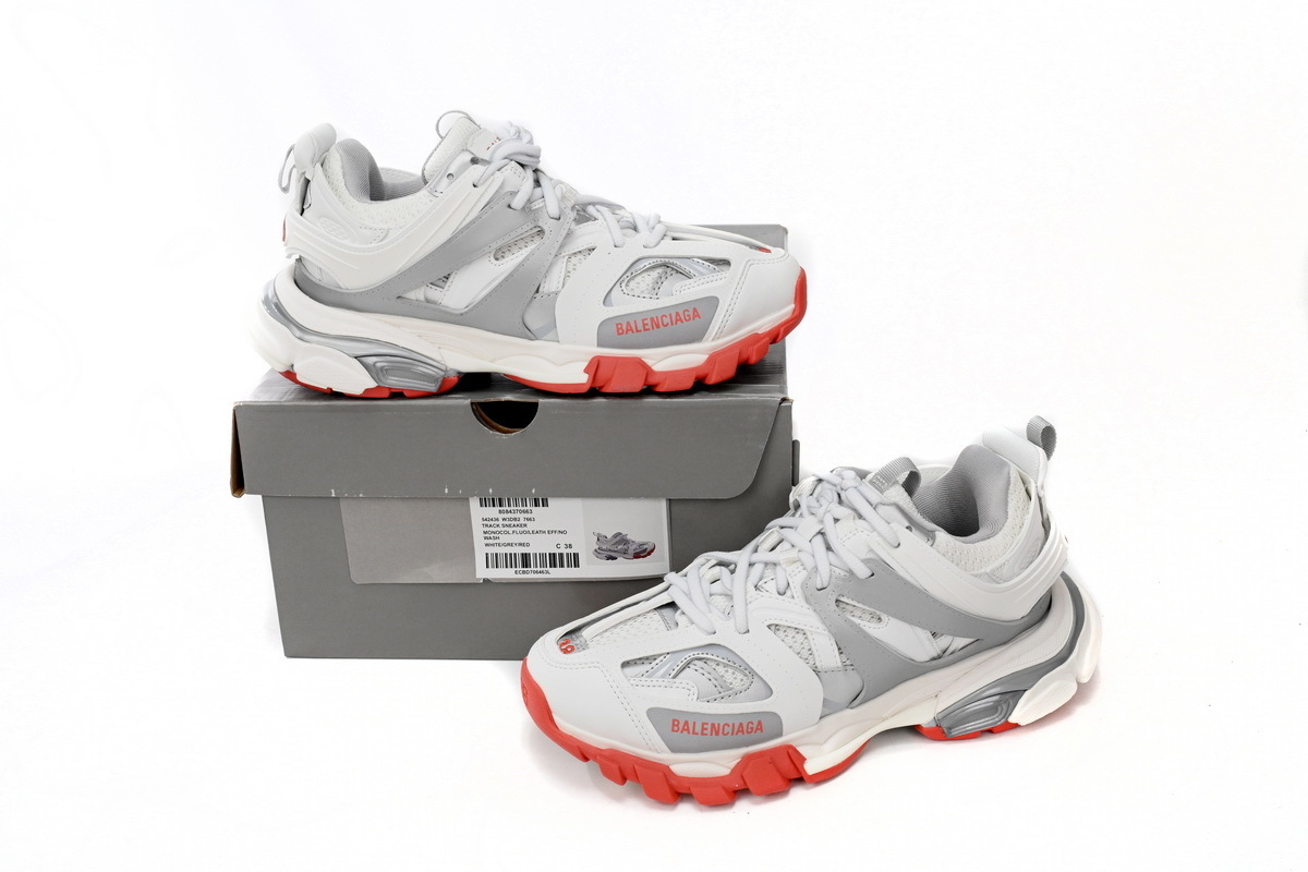 Balenciaga Tess S.White Grey Red 542436 W3DB2 7663