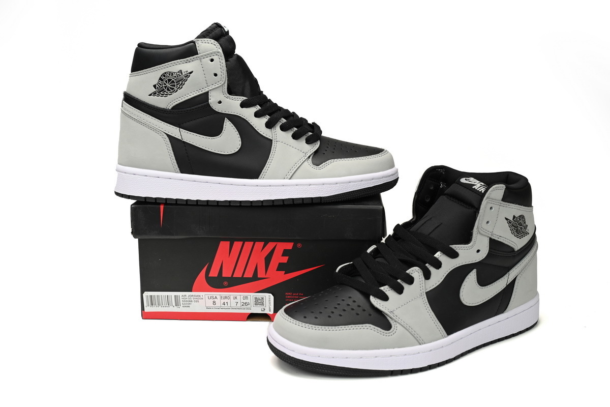 Air Jordan 1 Shadow 2.0 'Black Light Smoke Grey' 555088-035