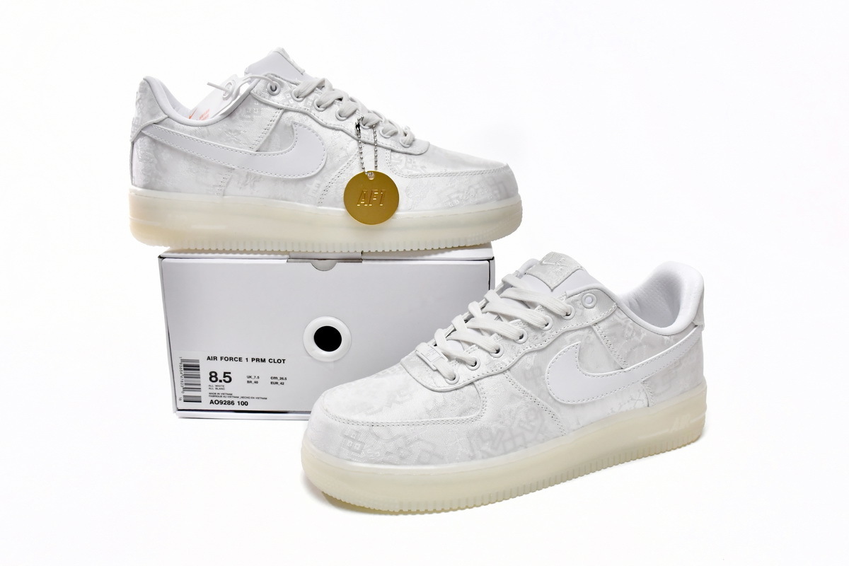 CLOT x Nike Air Force 1 Low Premium White Silk AO9286-100