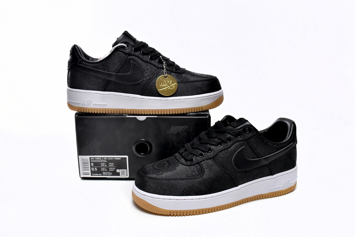 Fragment Design x CLOT x Nike Air Force 1 Low Black Silk CZ3986-001