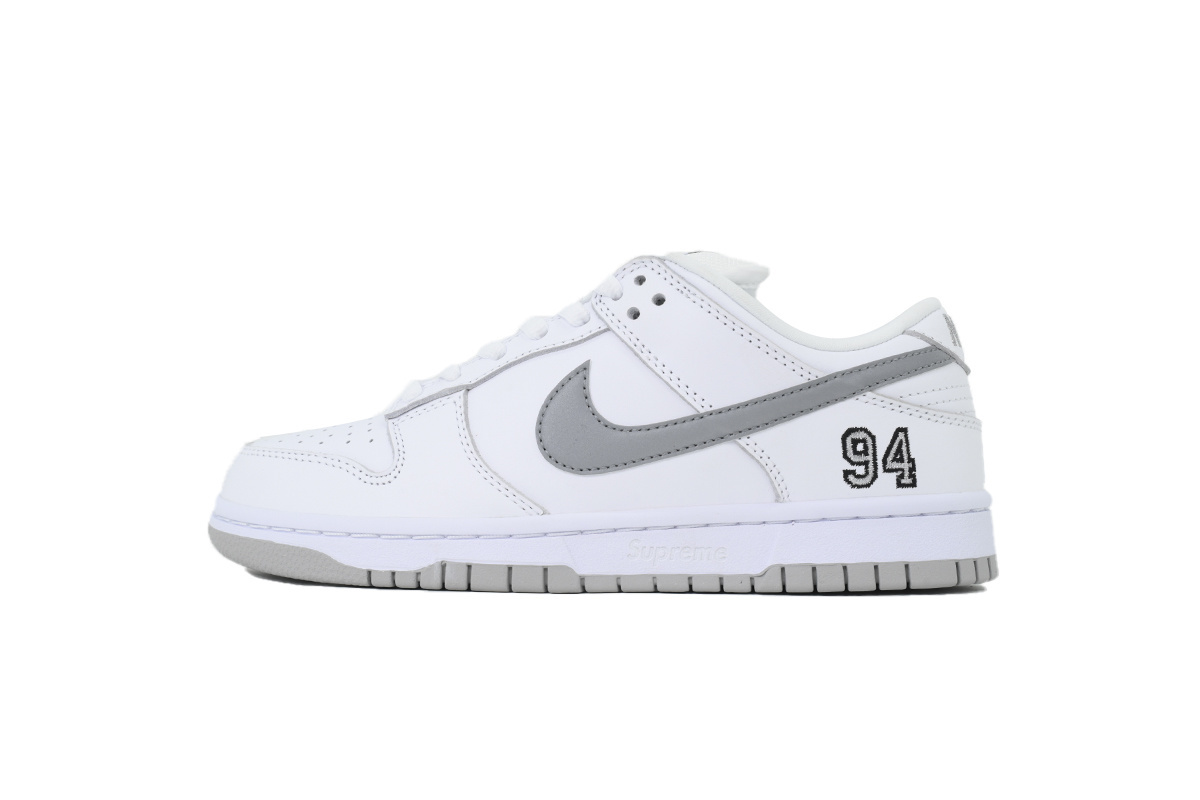 Nike Supreme x Dunk Low SB 'White Metallic Silver' HQ8487-100