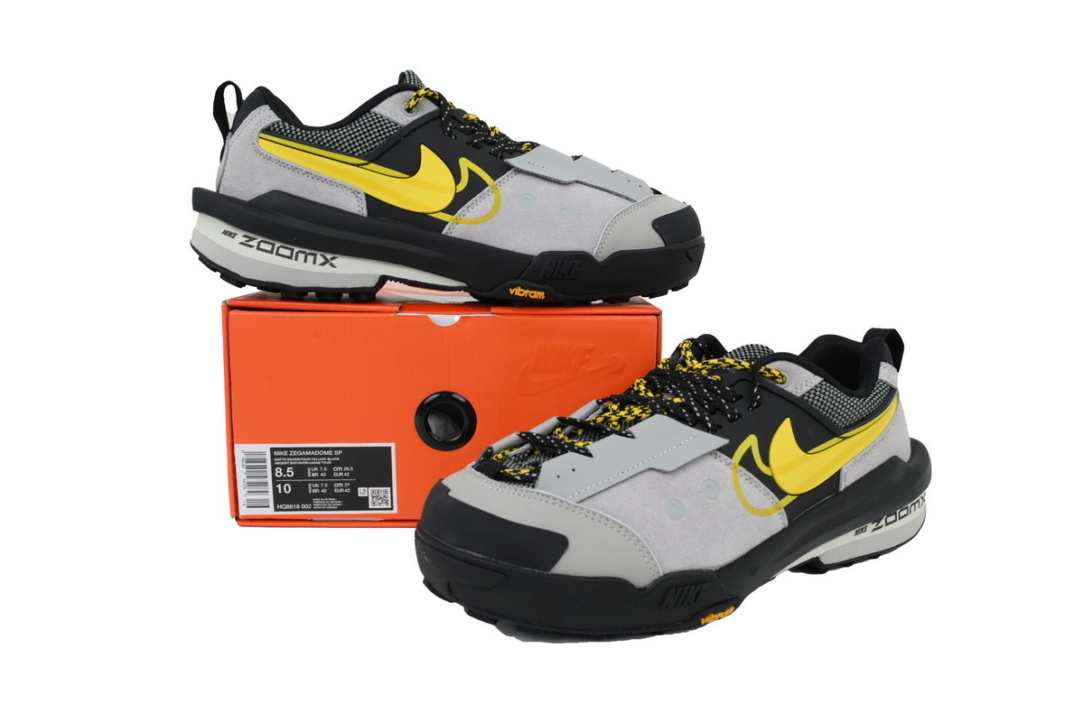 sacai x Zegamadome 'Matte Silver Tour Yellow' HQ8618-002