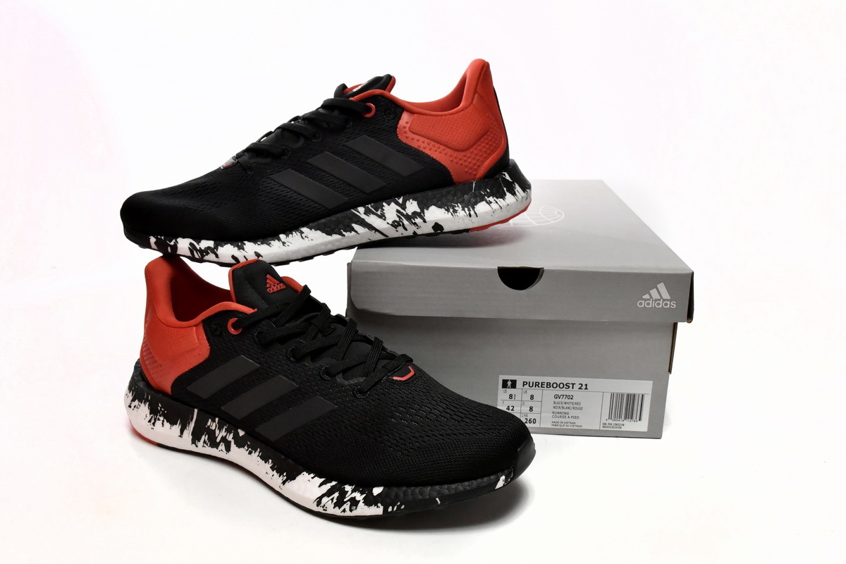 adidas Pure Boost 21 Black Vivid Red GV7702