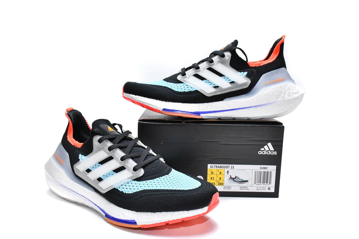 adidas Ultra Boost 2021 Black Blue Orange S23867