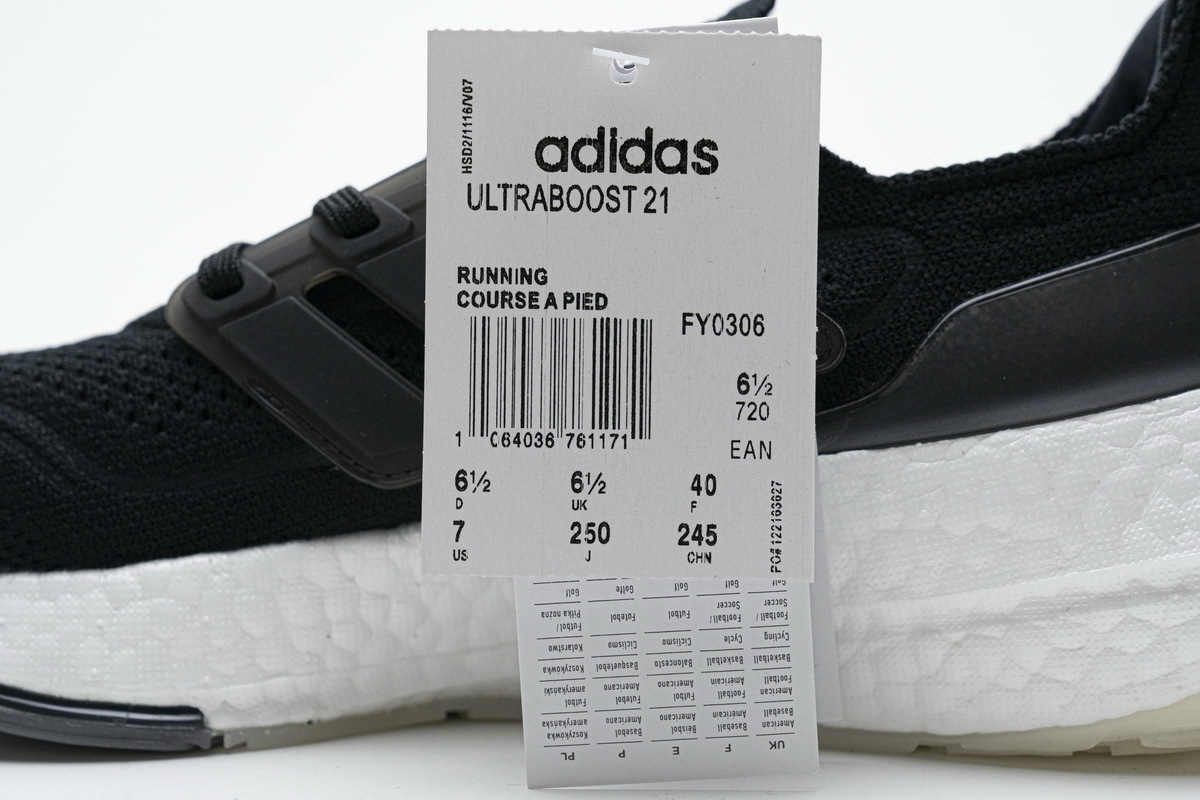 adidas Ultra Boost 2021 Black White FY0378