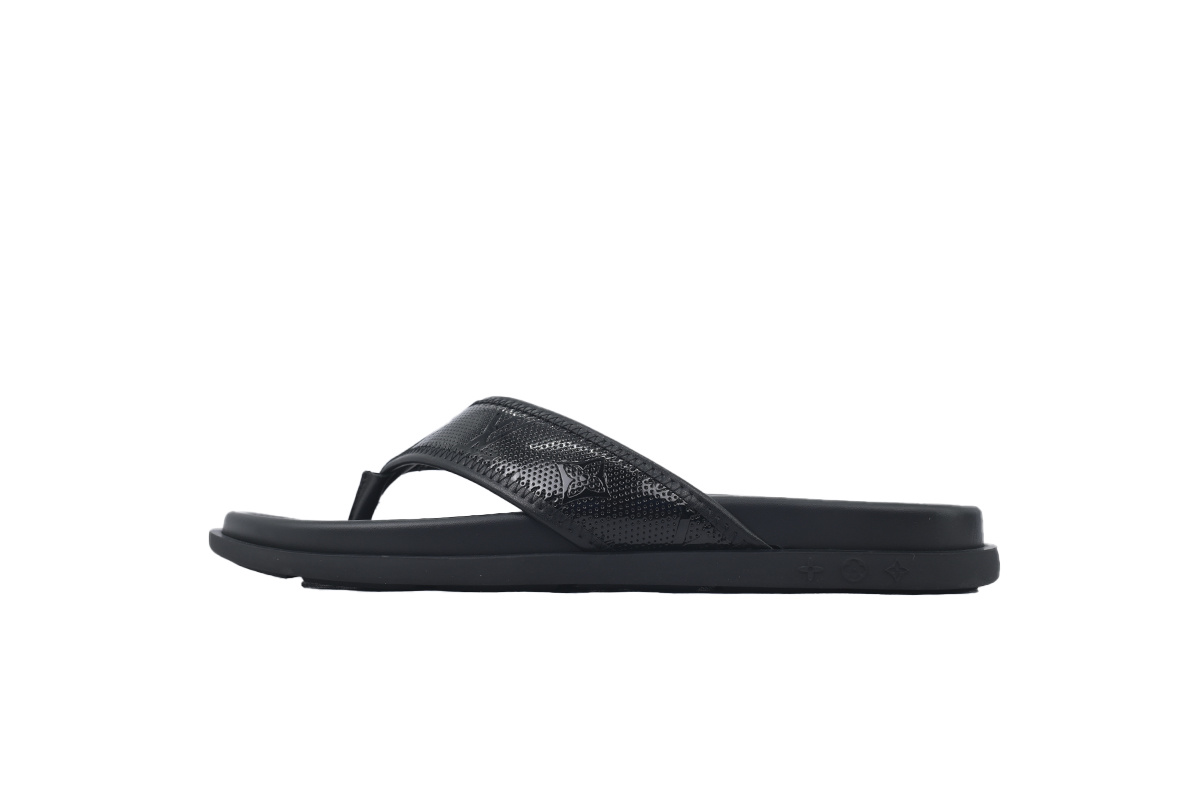 LOUIS VUITTON Flip Flop Sandal Black Skin