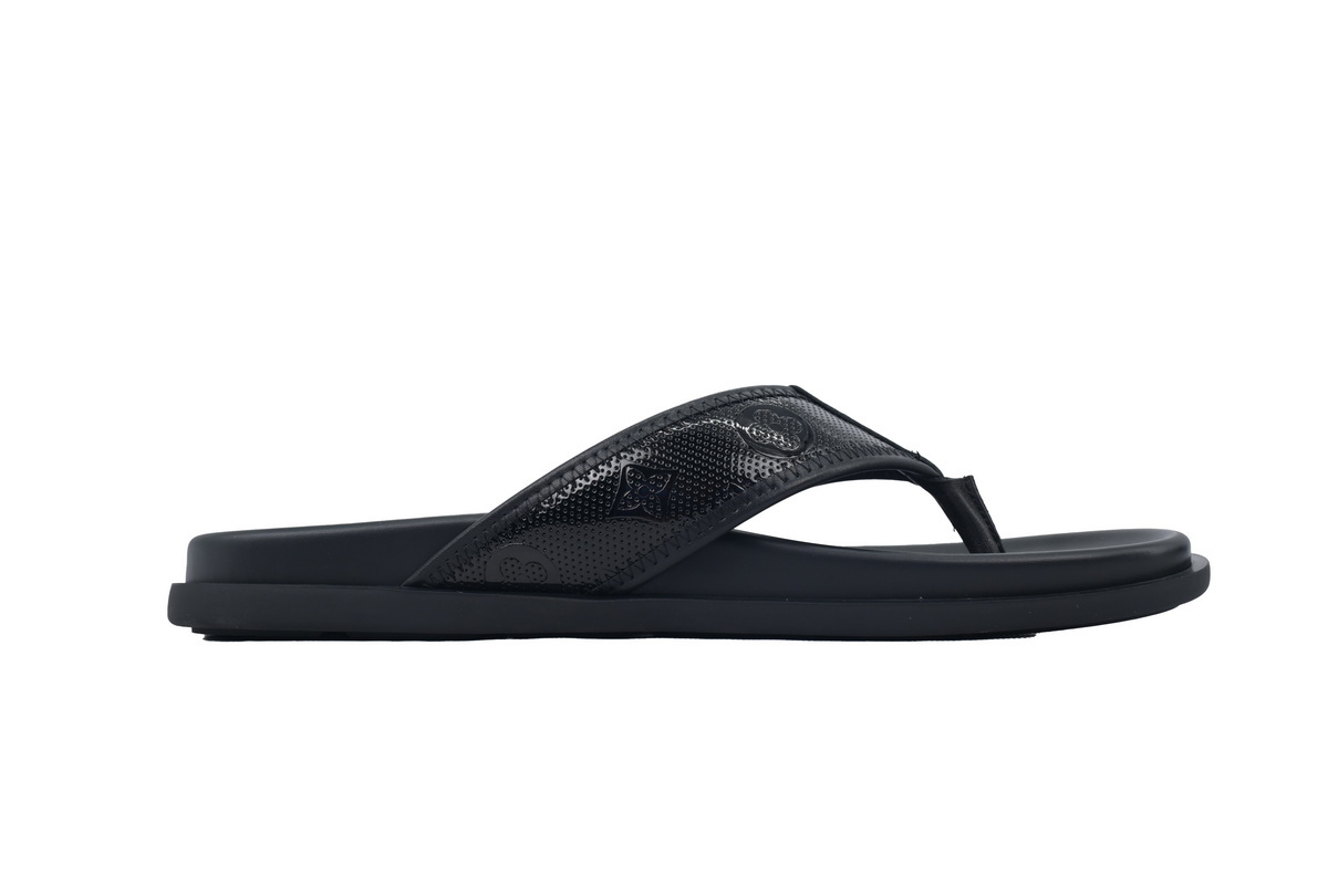 LOUIS VUITTON Flip Flop Sandal Black Skin