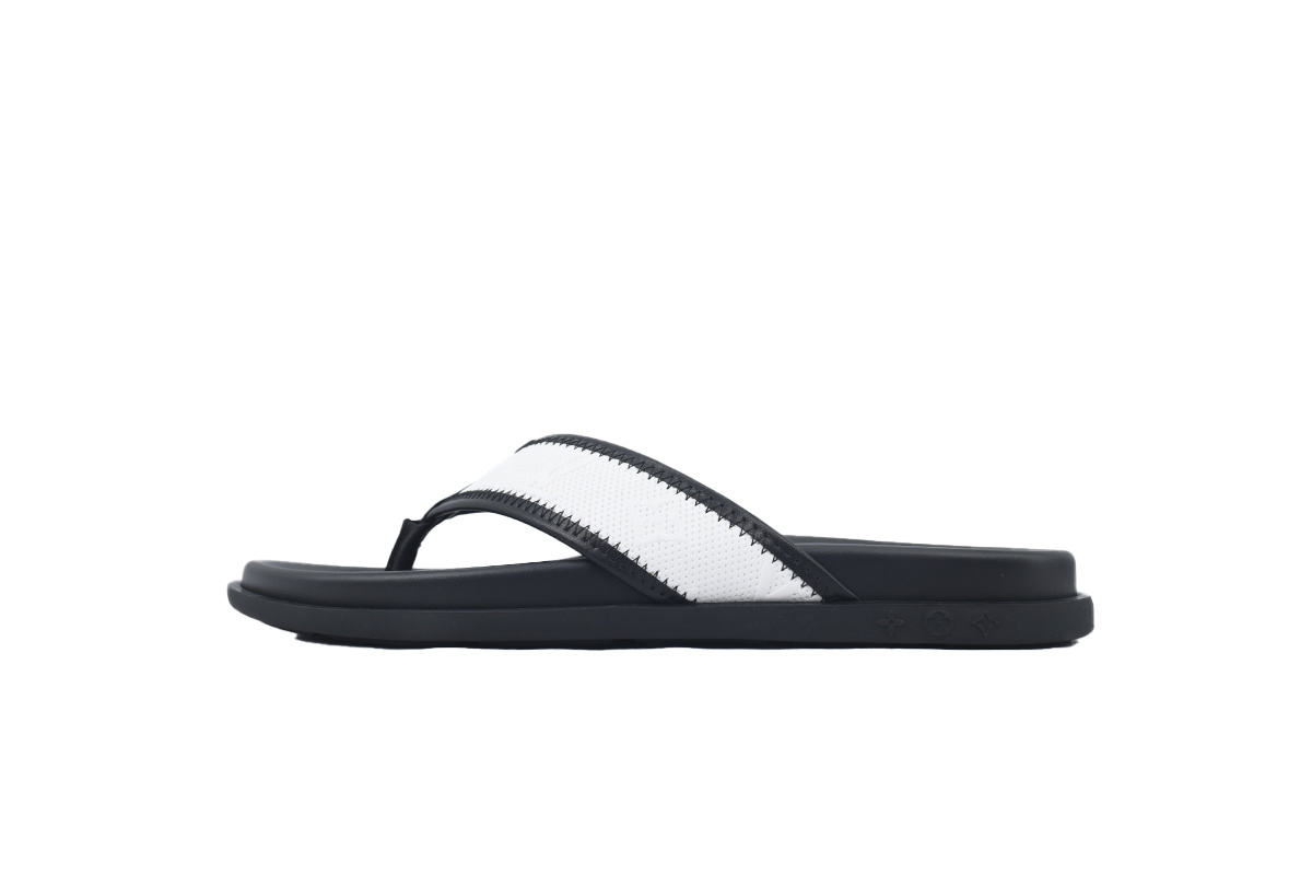 LOUIS VUITTON Flip Flop Sandal Black And White