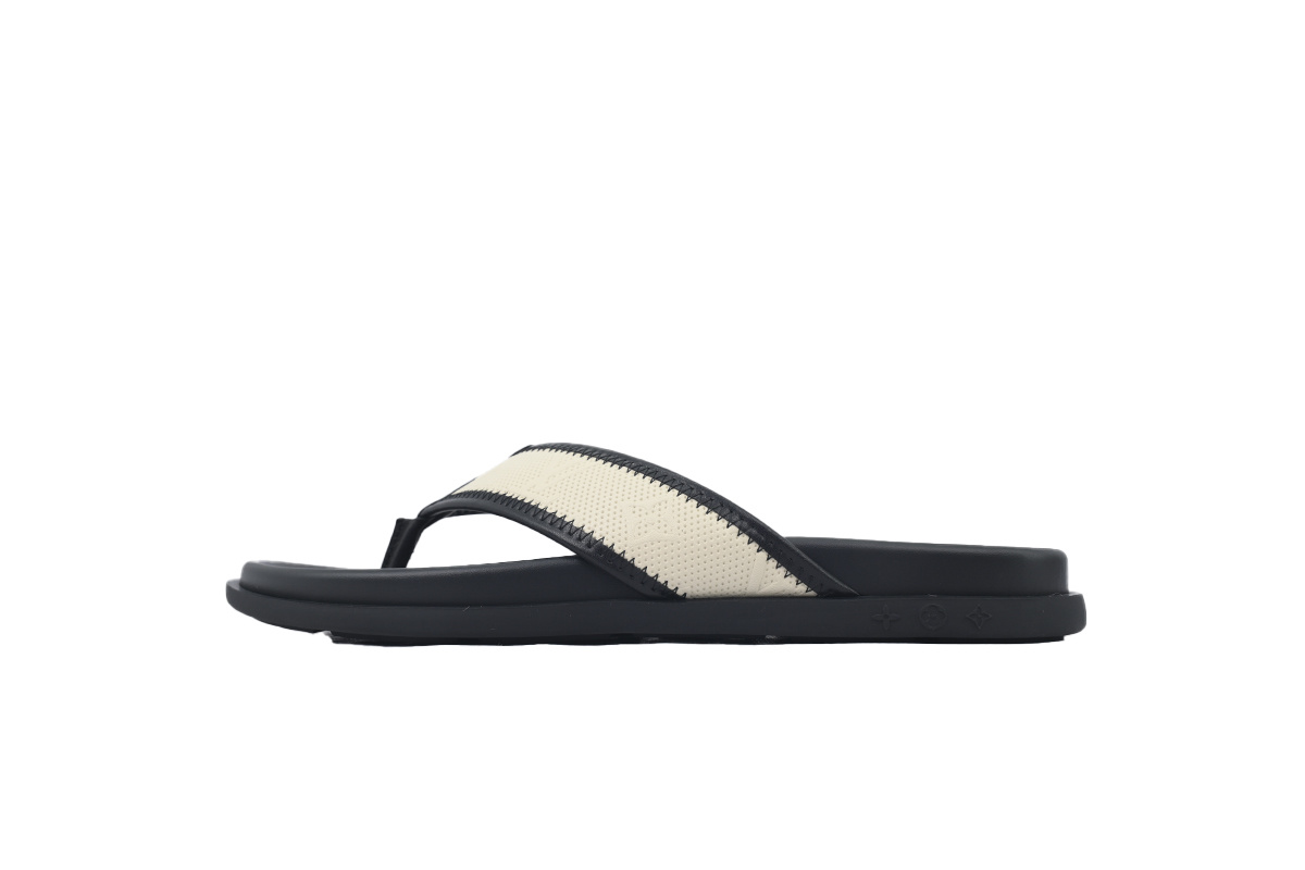LOUIS VUITTON Flip Flop Sandal Net Surface Beige