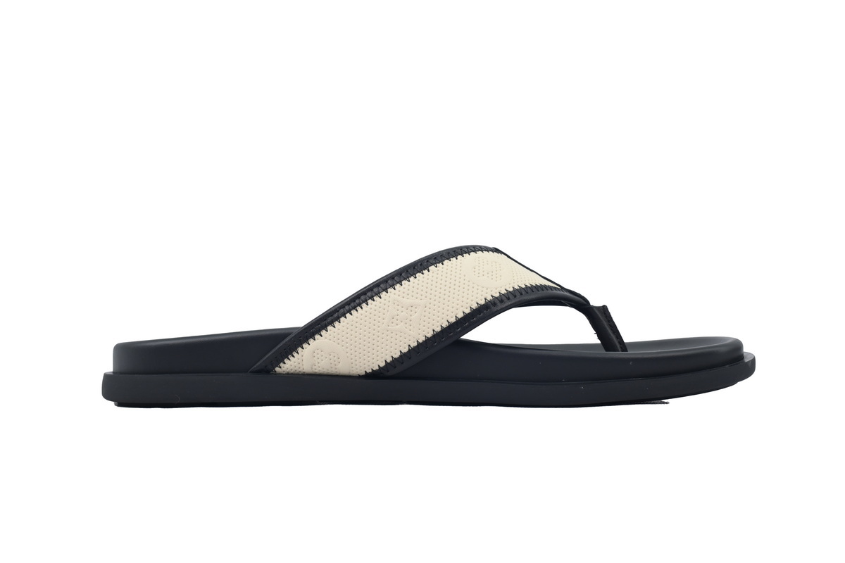 LOUIS VUITTON Flip Flop Sandal Net Surface Beige