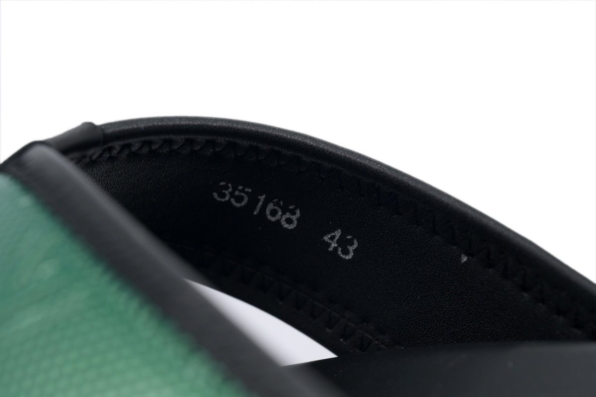 LOUIS VUITTON Flip Flop Sandal Net Surface Black Green