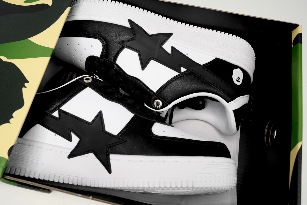 A Bathing Ape Bape Sta Low Black And White Star OZXSH W291 306M