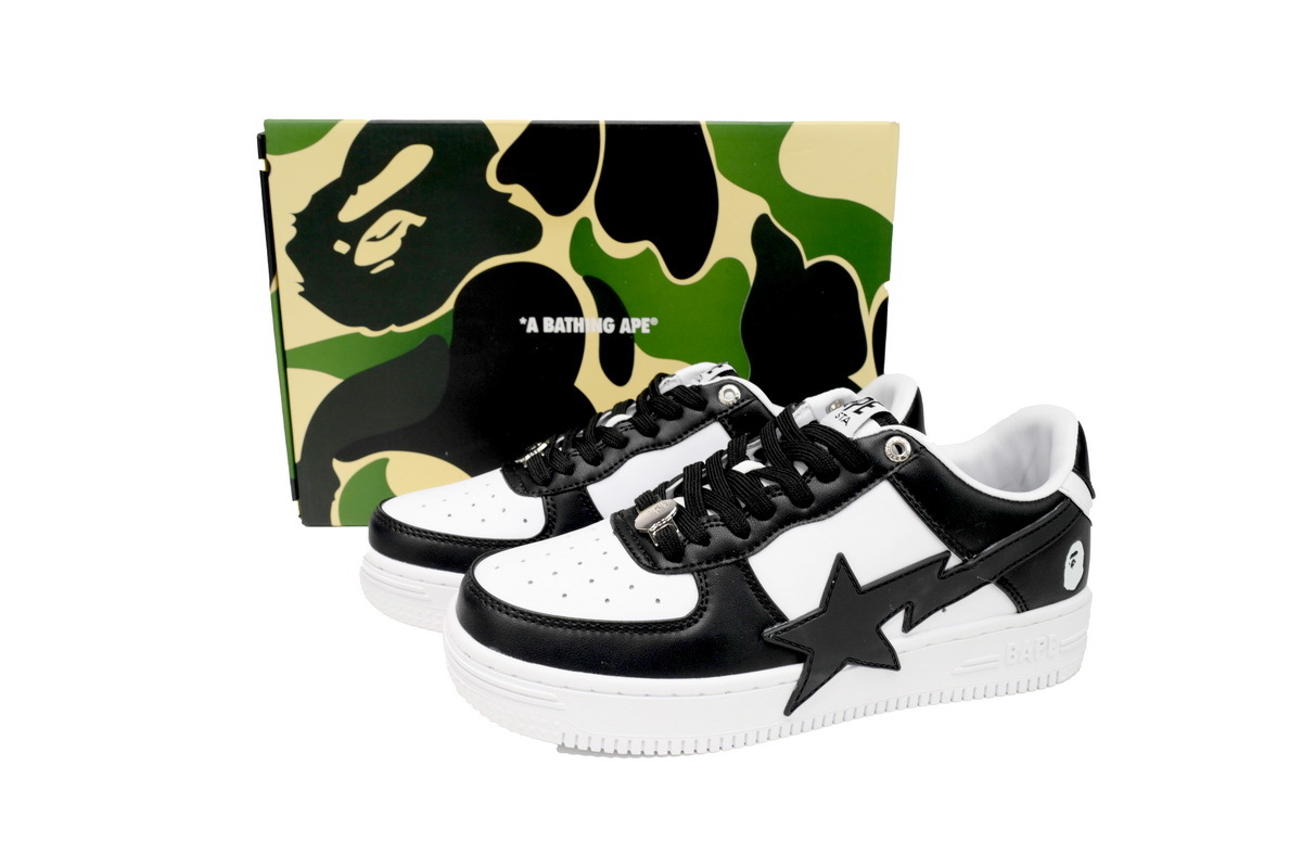 A Bathing Ape Bape Sta Low Black And White Star OZXSH W291 306M