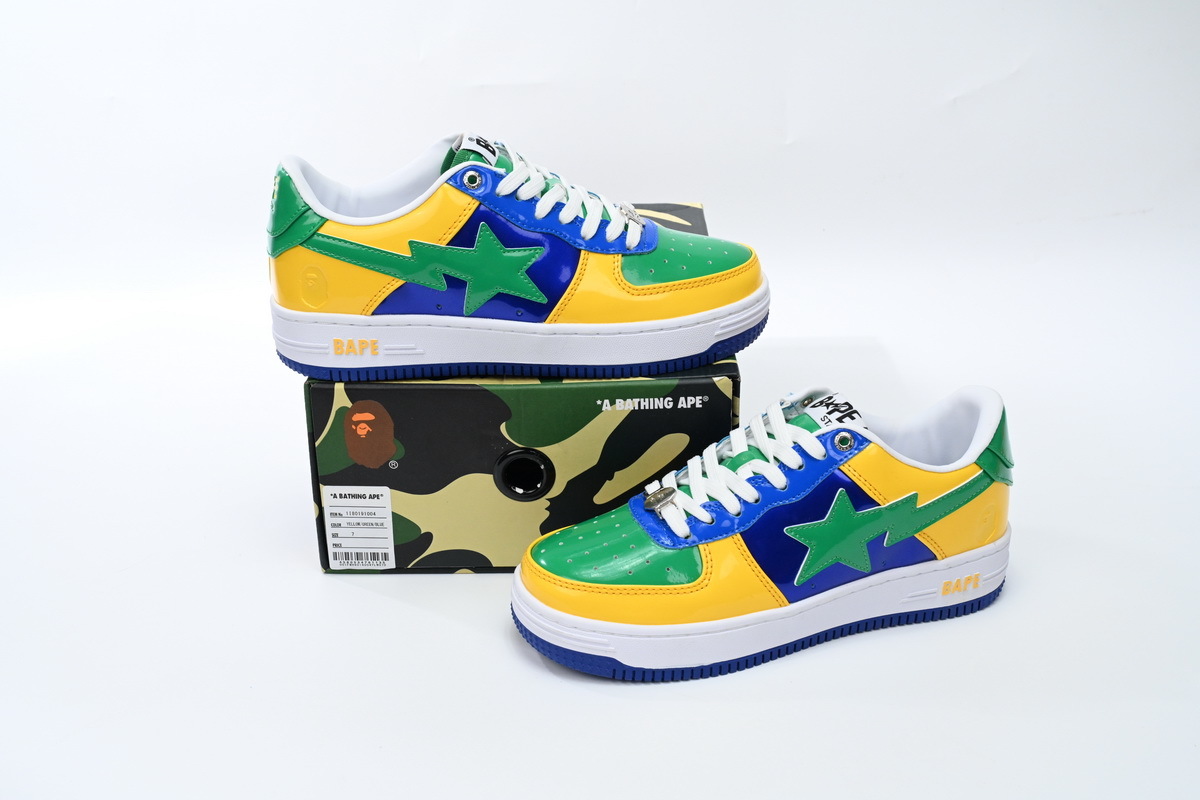 A Bathing Ape Bape Sta Low Black Yellow Green Orchid 1180 191 004