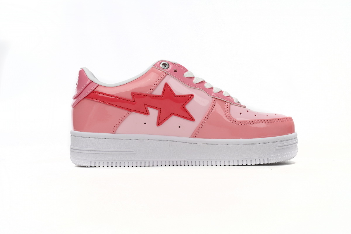 A Bathing Ape Bape Sta Low Pink Paint Leather 1H2-019-1046