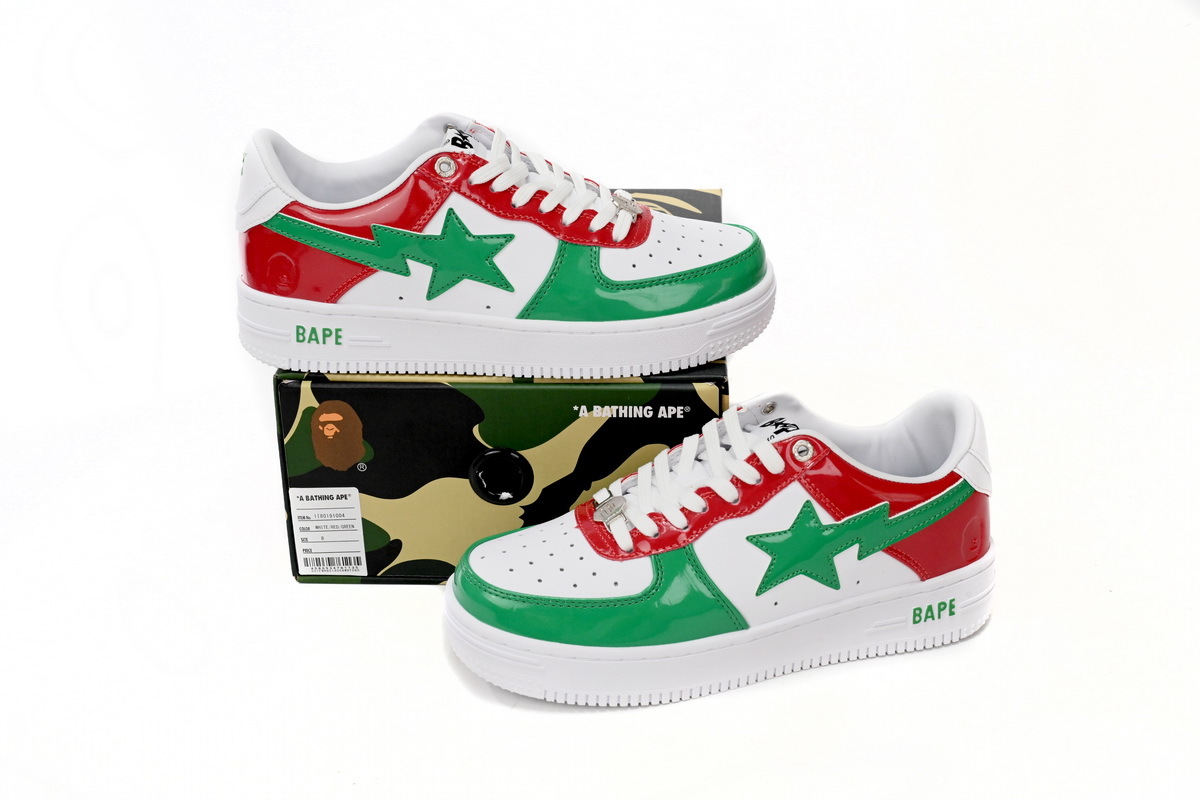 A Bathing Ape Bape Sta Low Red, white, and Green 1180-191-004