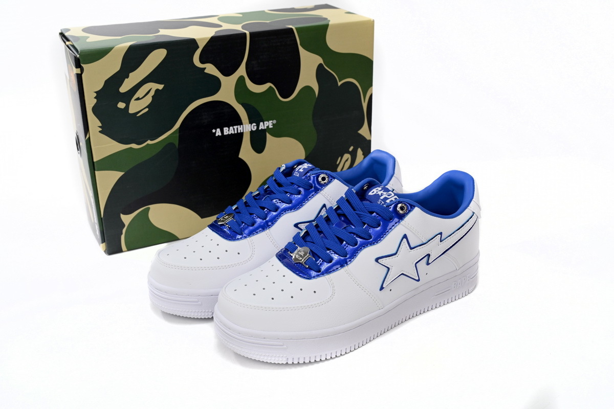 A Bathing Ape Bape Sta Low White and Blue Border 1J30-191-017