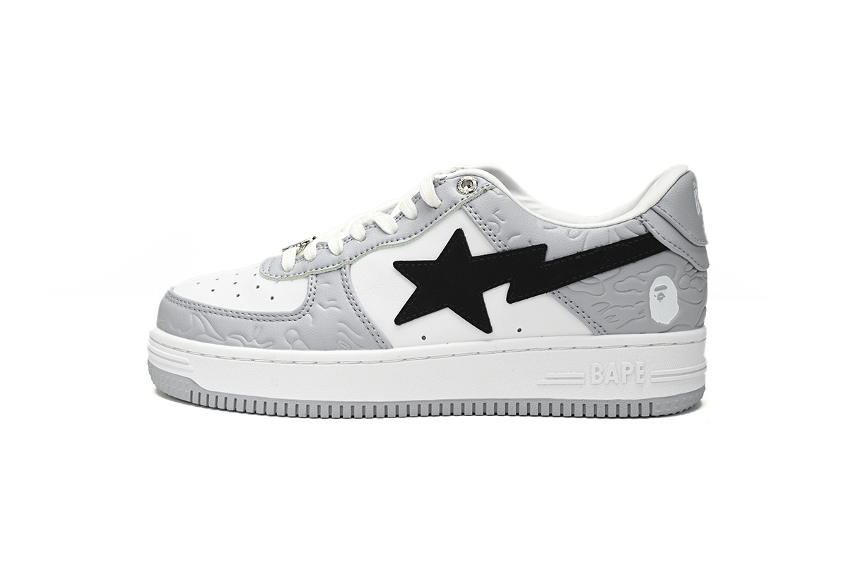 A Bathing Ape Bape Sta Low White Gray embossing 1H70-191-002