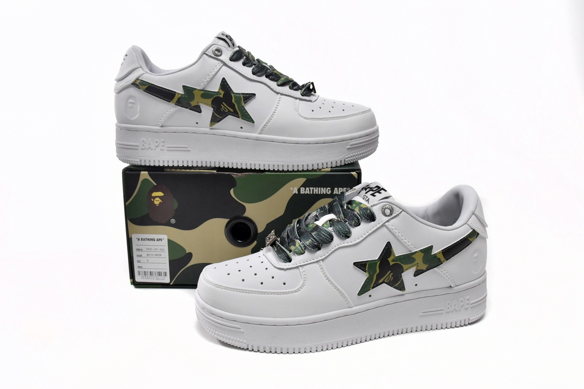 A Bathing Ape Bape Sta Low White Green Camouflage 1H20-191-045