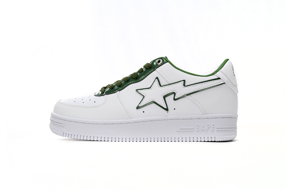 A Bathing Ape Bape Sta Low White Green edge 1J30-191-017