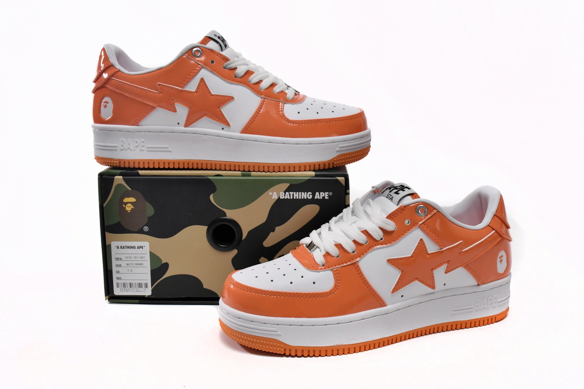 A Bathing Ape Bape Sta Low White Orange 1H70-191-001