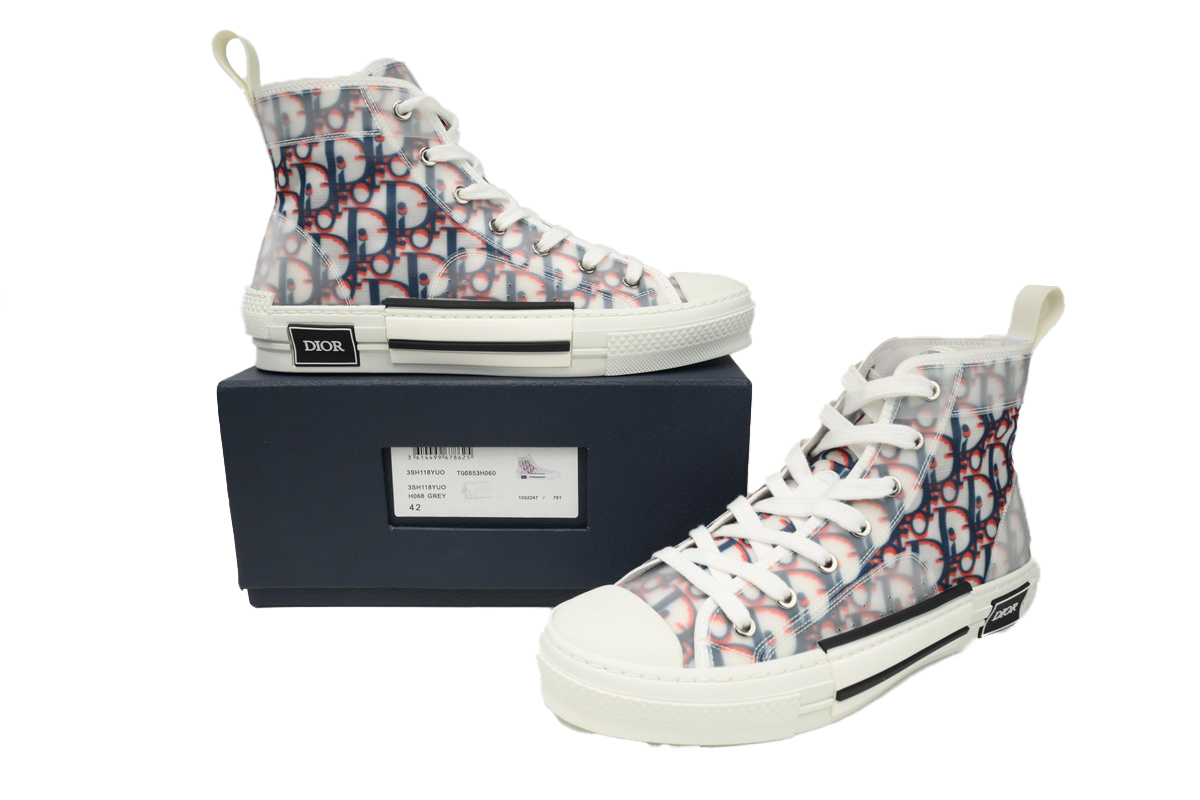 Dior B23 High Top Oblique Transparency Blue Red