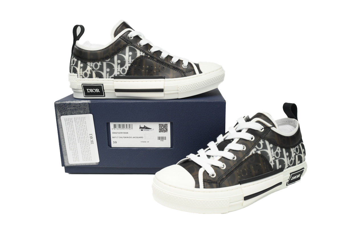 Dior B23 Oblique Transparency Low Top Black and White SN272ZIR 16536 
