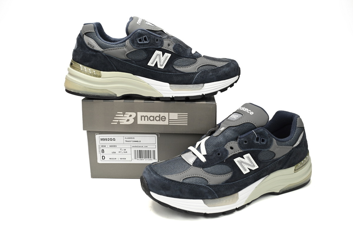 New Balance 992 White, black, and gray M992GG