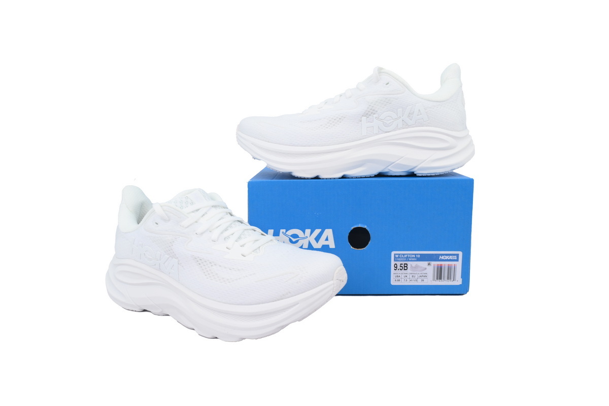  Wmns HOKA Clifton 10 'Triple White'1162031-WWH